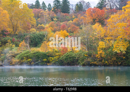 Autumn Onsen Lake Aomori Japan Stock Photo