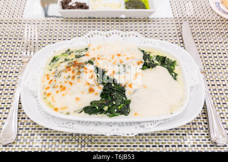 Baked spinach with cheese Stock Photo