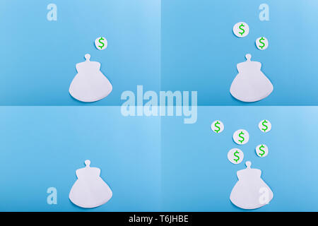 coins in a purse. made of paper Stock Photo