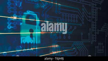Cybersecurity and information or network protection. Future cyber technology web services for business and internet project Stock Vector