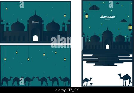 Abstract Ramadan Kareem decorative banners set vector Stock Vector