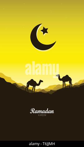 Ramadan Mubarak Arabic Islamic vector typography - Translation of text 'Ramadan Mubarak' Islamic celebration Stock Vector
