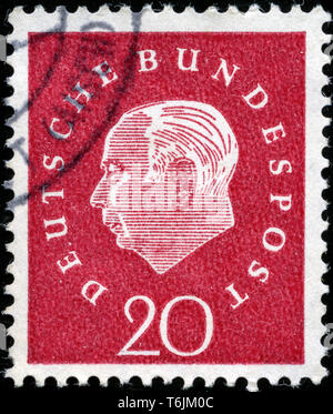 Postage stamp from the Federal Republic of Germany in the Federal President Theodor Heuss series issued in 1959 Stock Photo