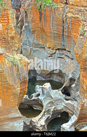 Washed stone formations of Bourkes Luck Potholes, Panorama Route, South Africa Stock Photo