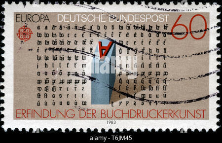 Postage stamp from the Federal Republic of Germany in the Europa (C.E.P.T.) 1983 - Great Achievements of Human Mind series Stock Photo