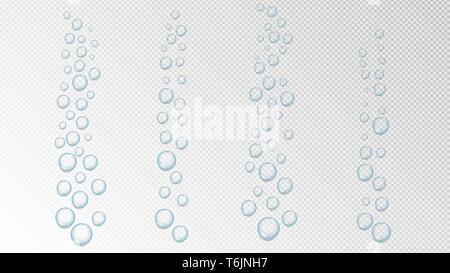 Accumulation of blue water drops on transparent background. Condensation of liquid on the surface. Stock Vector