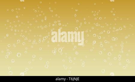 Small air bubbles on yellow background. Texture for sparkling water, champagne, underwater world. Stock Vector