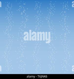 Small air bubbles on blue background. Texture for sparkling water, champagne, underwater world. Stock Vector