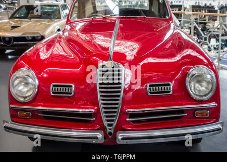 1948 Alfa Romeo 2500 Supersport, Italian red vintage sports car at Autoworld, classic automobile / oldtimer museum in Brussels, Belgium Stock Photo