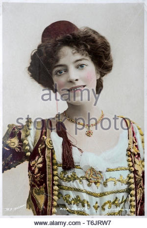 Ada Reeve portrait, 1874 – 1966, was an English stage actress, vintage real photograph postcard from 1904 Stock Photo