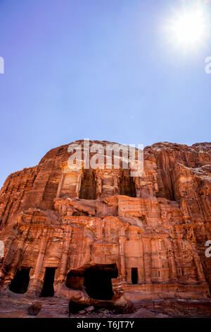 The Corinthian Tomb, so called Royal Tomb, Petra, Jordan. (facade similar to the Treasury Tomb and Monastery Tomb) Stock Photo