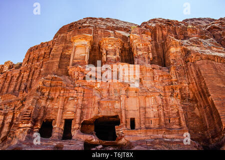 The Corinthian Tomb, so called Royal Tomb, Petra, Jordan. (facade similar to the Treasury Tomb and Monastery Tomb) Stock Photo