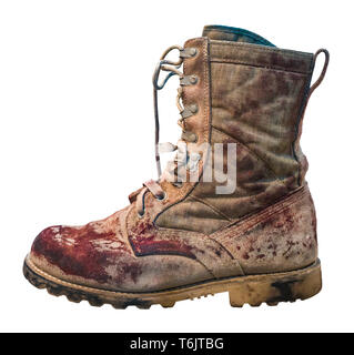 Isolated Bloody Military Boot Stock Photo