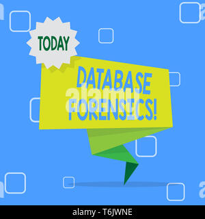 Handwriting text Database Forensics. Conceptual photo identifying transactions within a database system Blank Space Green Two Tone Folded Back Banner  Stock Photo