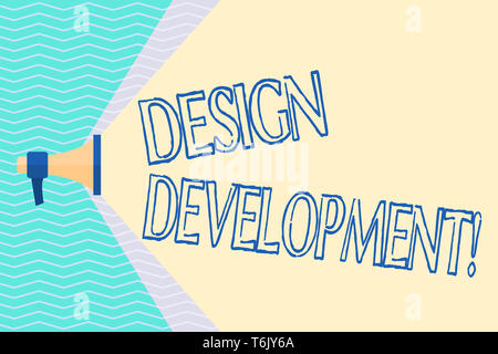 Conceptual hand writing showing Design Development. Concept meaning technical aspects of materials and building systems Megaphone Extending Capacity o Stock Photo