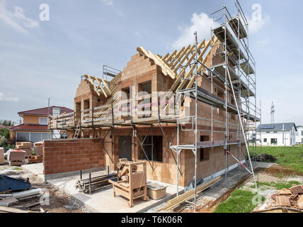 construction site of new build residential house Stock Photo