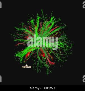 Array with dynamic particles. 3d futuristic technology style. Abstract background. Vector illustration. Stock Vector