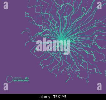Array with dynamic particles. 3d futuristic technology style. Abstract background. Vector illustration. Stock Vector