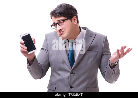 Businessman with mobile phone isolated on white Stock Photo