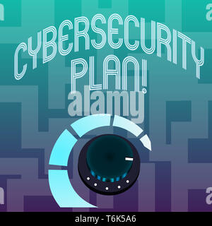 Text sign showing Cybersecurity Plan. Business photo text Techniques of protecting computer and system from attacks Volume Control Metal Knob with Mar Stock Photo