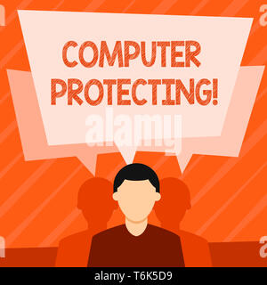 Word writing text Computer Protecting. Business photo showcasing protecting computer against unauthorized intrusions Faceless Man has Two Shadows Each Stock Photo