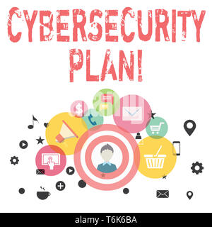 Text sign showing Cybersecurity Plan. Business photo showcasing Techniques of protecting computer and system from attacks photo of Digital Marketing C Stock Photo