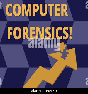 Handwriting text Computer Forensics. Conceptual photo the investigative analysis techniques on computers Colorful Arrow Pointing Upward with Detached  Stock Photo