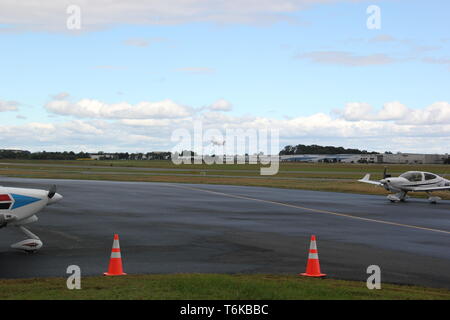 General Aviation single engine plane taking off Stock Photo