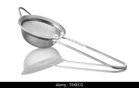 Metal tea strainer isolated on a white background Stock Photo
