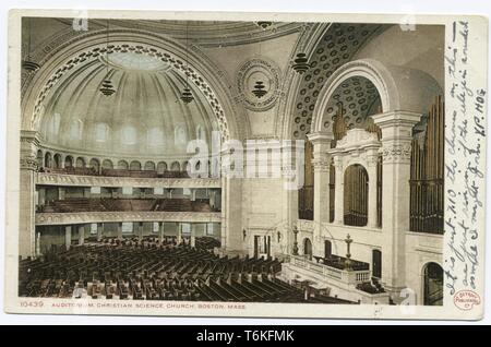 Detroit Publishing Company vintage postcard of Christian Science Church Auditorium in Boston, Massachusetts, 1914. From the New York Public Library. () Stock Photo