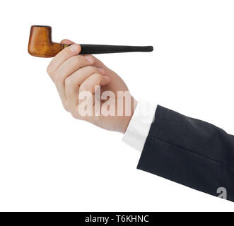 Hand with smoking pipe Stock Photo
