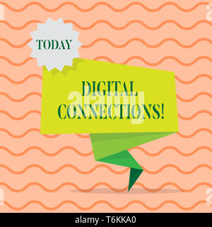 Word writing text Digital Connections. Business photo showcasing the online way to explore and build relationships Blank Space Green Two Tone Folded B Stock Photo