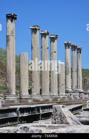 Columns,  Asclepion, Pergamon, Pergamum, Turkey, UNESCO World Heritage Site Stock Photo