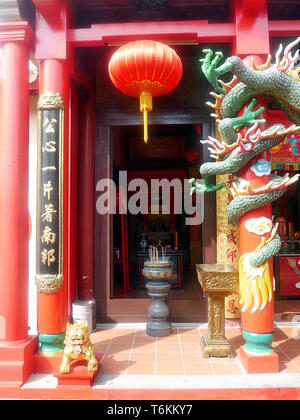 In Malaysia's cultural heritage city of Malacca (Melaka), Buddhist Xiang Lin Si Temple impresses with architecture and details from Chinese mythology Stock Photo