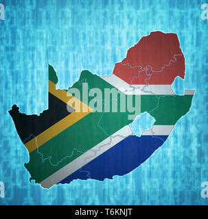 outlines of regions on map with administrative divisions and borders of south africa Stock Photo