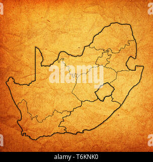 outlines of regions on map with administrative divisions and borders of south africa Stock Photo