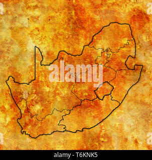 outlines of regions on map with administrative divisions and borders of south africa Stock Photo