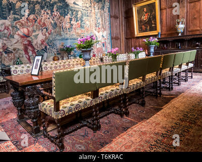 The interior with the dining room seen here at Hever Castle in Kent ...
