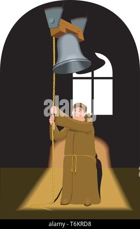 Monks Rining Bells Church Bells and Steeple Vector Illustration Stock Vector Image & Art ...