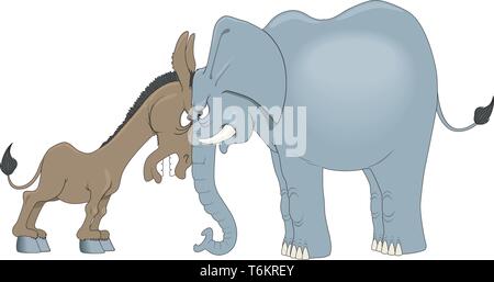 Democrats vs. Republicans Vector Cartoon Illustration Stock Vector