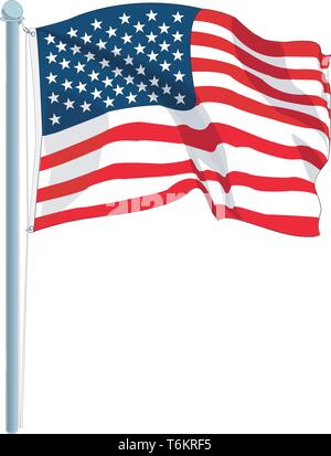united states of america flag in map and stars vector illustration ...