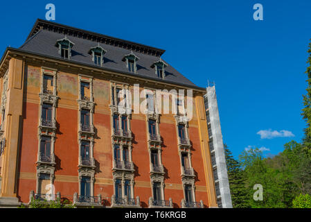 San Pellegrino Terme Italy 28 April 19 Restructuring Of An Old Luxury Hotel Holiday Place For Nobles In The Last Century Attending This Resort For Stock Photo Alamy