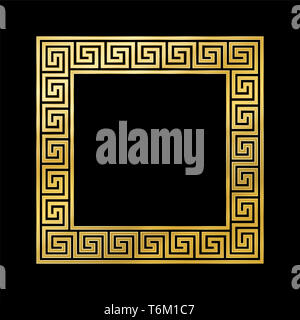 Golden square frame with Greek Meander pattern Stock Photo - Alamy