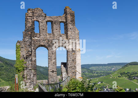 Ruin of castle Grevenburg near Traben-Trarbach along German river Moselle Stock Photo