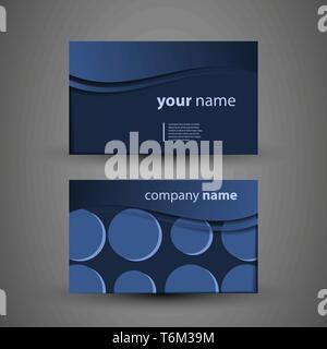 Abstract Blue Business Card Template Design - Illustration in Freely Editable Vector Format Stock Vector