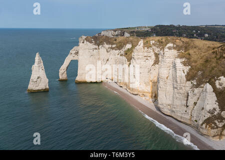 Elephant cliffs with people near Etretat in Normandie, France Stock Photo