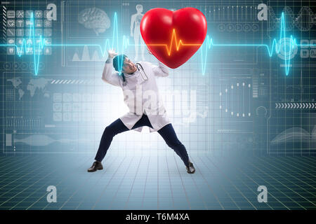 The doctor cardiologist supporting cardiogram heart line Stock Photo