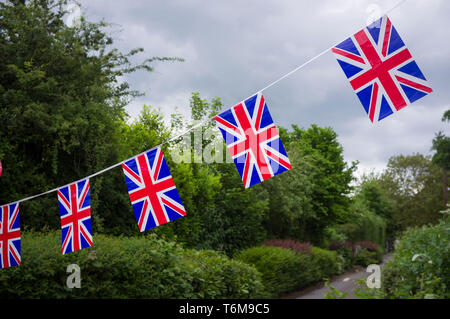 Union Flag bunting celebrating the Queen's Diamond Jubilee in 2012. Stock Photo