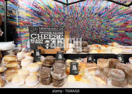 LX Factory open air street market stall selling Portuguese cheese in Lisbon Lisboa Portugal Europe EU  KATHY DEWITT Stock Photo