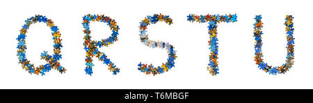 Alphabet made of puzzle pieces - education concept Stock Photo